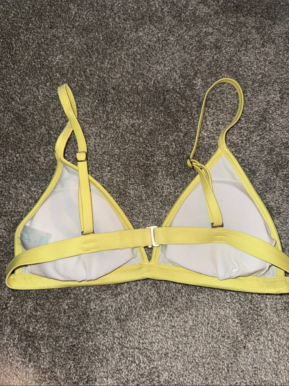 Yellow Striped Triangle Bikini Top